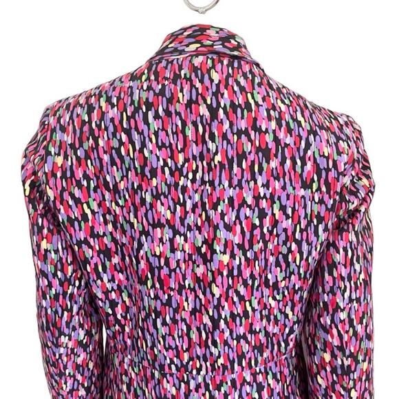 SILKLAND Pure Silk 3 Button Blazer Coat in Watercolor Drops SZ 10 - Picture 6 of 10